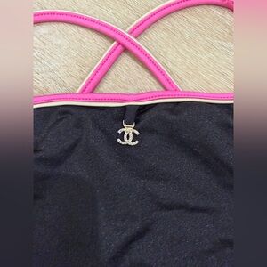 Black and Pink Kids One Piece Swimsuit-Chanel